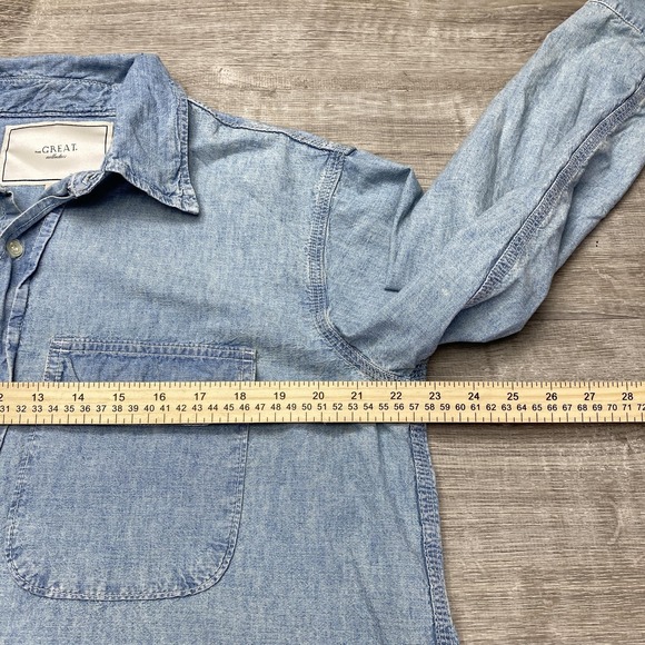 The Great Shirt The Craftsman Womens 2 Blue Railway Wash Denim Button Down Top - Picture 5 of 7